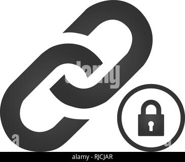 Link Icon with lock. protected link concept. vector illustration isolated on white background Stock Vector