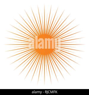 Sun burst, star burst sunshine. Radiating from the center of thin beams, lines. Vector illustration. Design element for logo, signs Stock Vector