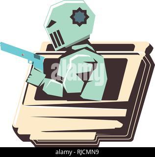 retro video game with robot avatar vector illustration design Stock Vector