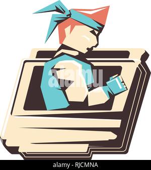 retro video game portable with ninja vector illustration design Stock Vector