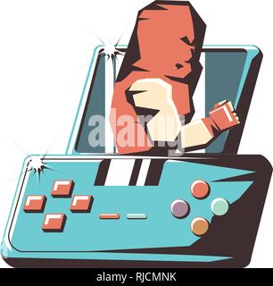 retro video game portable with ninja vector illustration design Stock Vector