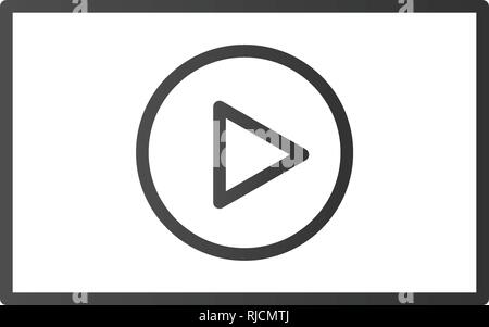 thin line video player interface. concept of e-commerce, podcast, status bar, seo, learning, conference, ui, promotion. linear style trend modern logo Stock Vector