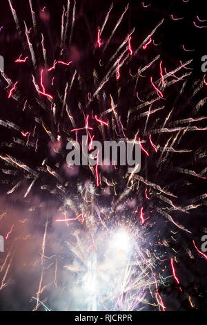 Firework over a dark night sky Stock Photo