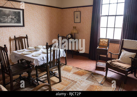 A 1930's domestic dining room in the back to back housing at the Black Country Living Museum in Dudley, West Midlands, England, UK Stock Photo