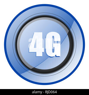 4g round blue glossy web design icon isolated on white background Stock Photo
