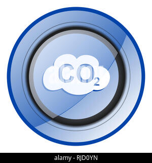 Carbon dioxide round blue glossy web design icon isolated on white background Stock Photo