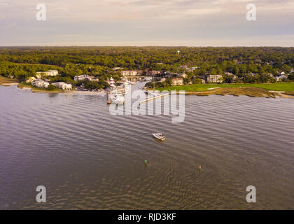 Aerial view of Hilton Head, South Carolina and Harbour Town. Stock Photo