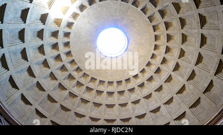 Interior of Dome in the Pantheon in Rome, Italy Stock Photo