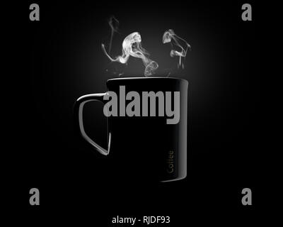 Black ceramic coffee mug. Isolated on a black Stock Photo