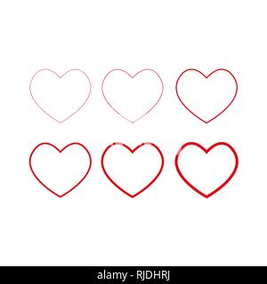 Heart icons, thin linear vector symbols. eps 10 Stock Vector