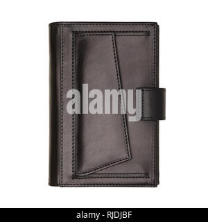 Closed black wallet isolated on white Stock Photo