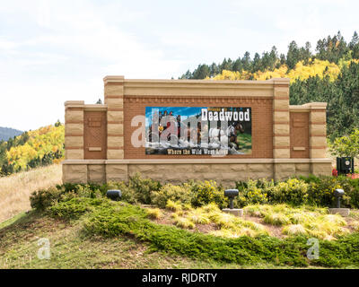 Welcome Sign, Deadwood, SD, USA Stock Photo