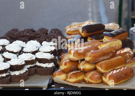 freshly baked goods on a market stall Stock Photo