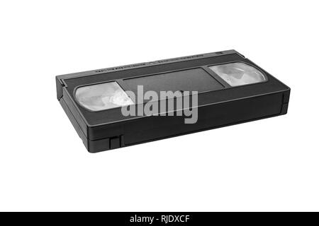 VHS video tape cassette isolated on white background. Stock Photo