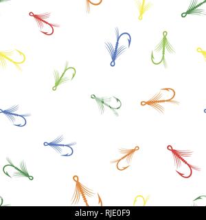 Colorful Fishing Steel Hook Seamless Pattern Stock Vector
