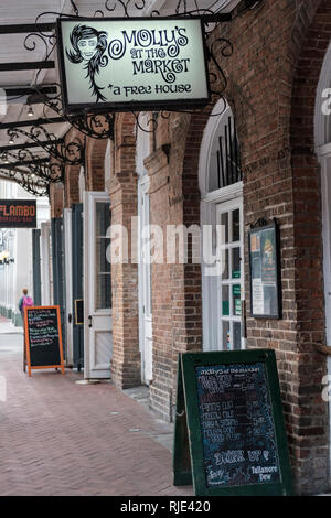 Molly's at the Market bar and restaurant, Decatur Street, New Orleans French Quarter, New Orleans, Louisiana, United States of America, USA. Stock Photo