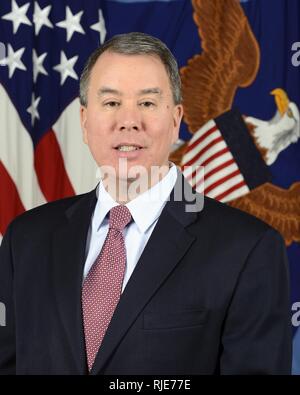 John Rood, Under Secretary of Defense for Policy, poses for his official portrait in the Army portrait studio at the Pentagon in Arlington, Virginia, Jan. 11, 2018. Stock Photo