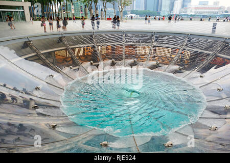 SINGAPORE - NOVEMBER 08, 2015: view of Rain Oculus. Rain Oculus is a large whirlpool forms inside a 70 foot diameter acrylic bowl and falls 2 stories  Stock Photo