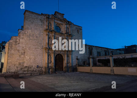 XVIth century church (San agustin Temple) facade at Oaxaca City, Mexico. Stock Photo