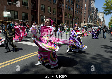 Cinco de Mayo parade on Central Park West in NYC. Stock Photo