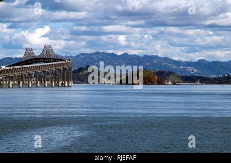 The Richmond-San Rafael Bridge connects the East Bay to Marin County. It opened in 1956. Stock Photo