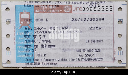 Mumbai local rail ticket Stock Photo - Alamy