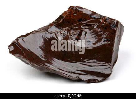 Brown obsidian isolated on white background Stock Photo