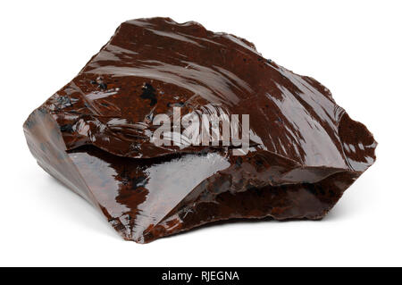 Brown obsidian isolated on white background Stock Photo