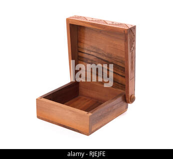 Old wooden cigarette case, isolated on white Stock Photo