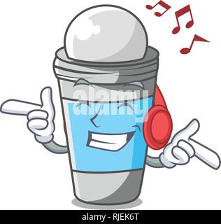 Listening music deodorant rolls on in character bags Stock Vector