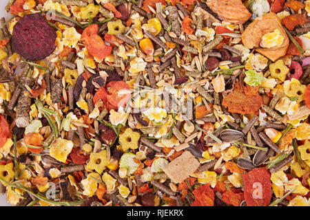 Food for rodents. Healthy food background (texture). Food of dry compound for hamsters, rats, chinchillas, mice, squirrels consisting of grain protein Stock Photo