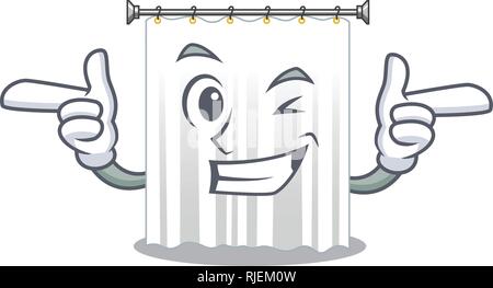 Wink shower curtains in the character bathrooms Stock Vector
