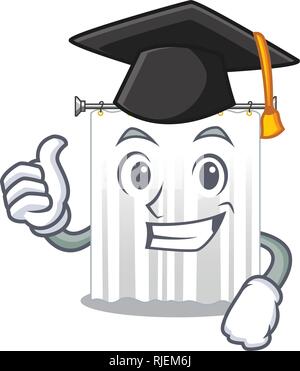 Graduation shower curtains in the character bathrooms Stock Vector