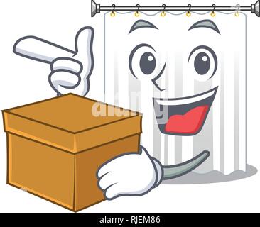 With box shower curtains in the character bathrooms Stock Vector