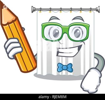 Student shower curtains in the character bathrooms Stock Vector
