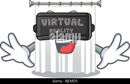Virtual reality cartoon shower curtains are very pretty Stock Vector