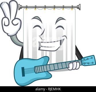 With guitar cartoon shower curtains are very pretty Stock Vector
