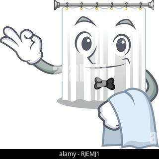 Waiter cartoon shower curtains are very pretty Stock Vector