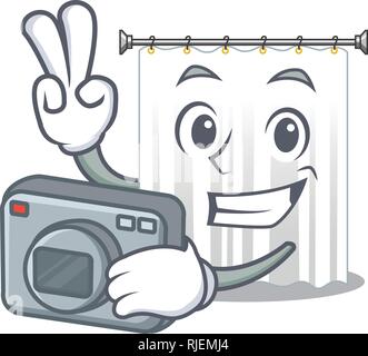 Photographer cartoon shower curtains are very pretty Stock Vector