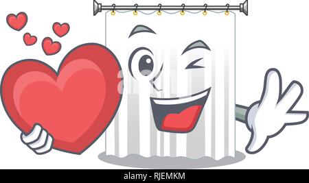 With heart cartoon shower curtains are very pretty Stock Vector