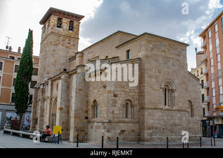Zamora, Spain; August, 2018: Romanesque church of Santiago del Burgo in center historic of Zamora