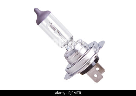 Halogen Auto Bulb. Isolated on white background. Car light bulb for use in illumination when moving Stock Photo