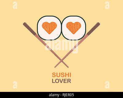 Sushi. Sushi Lover logo template design. Flat vector illustration. Stock Vector