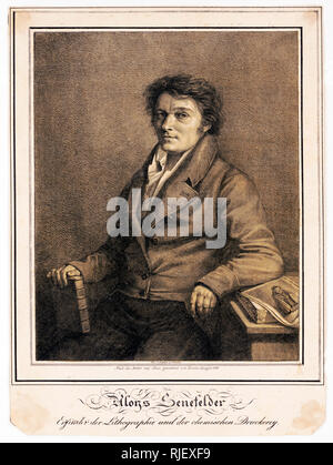 Aloys Senefelder--Enfinder der Lithographic und der chemischen Druckerey / Inventor of Lithographic and Chemical Printing  ca. 1818 Stock Photo