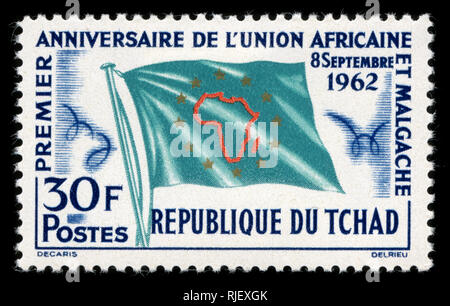 Postmarked stamp from Chad in the 1st Anniv of Union of African and Malagasy States series issued in 1962 Stock Photo