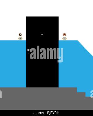 Metal entrance door to the apartment. Vector illustration. Stock Vector