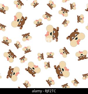 Seamless pattern of dogs head. Vector illustration in cartoon style. Stock Vector