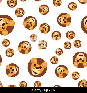 Seamless pattern of the lion s head. Vector illustration in cartoon style. Stock Vector
