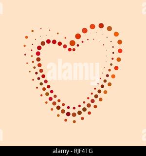 Vector heart shape from colored dots. Halftone effect. Stock Vector