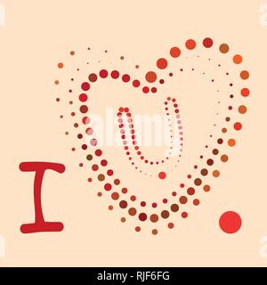 Vector heart shape from colored dots. Halftone effect. Stock Vector
